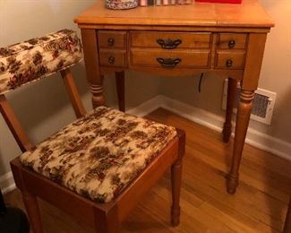 Vintage sewing machine cabinet w/vintage chair