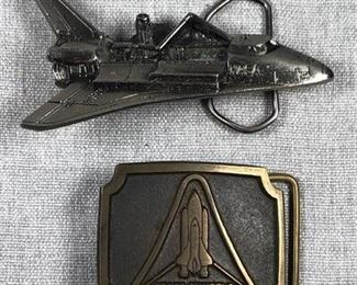 Space Shuttle Theme Belt Buckle Pair