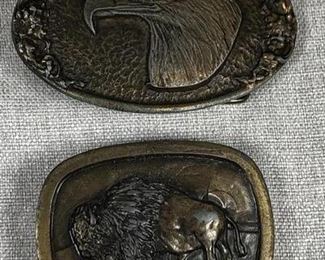 Bald Eagle Buffalo Bison themed Belt Buckles