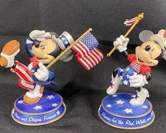 Danbury Mint Disney Mickey Mouse Minnie Mouse Patriotic 4th of July Figurines