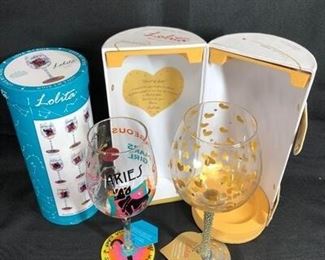 Set of 2 Lolita Collectible Wine Glasses with Boxes