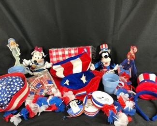 Large Fourth of July lot with hats, ribbon, ladies, Disney characters
