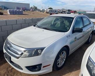 109: 2010 Ford Fusion
Year: 2010
Make: Ford
Model: Fusion
Vehicle Type: Passenger Car
Mileage: 71634
Plate:
Body Type: 4 Door Sedan
Trim Level: S
Drive Line: FWD
Engine Type: L4, 2.5L
Fuel Type: Gasoline
Horsepower:
Transmission:
VIN #: 3FAHP0GA6AR167970