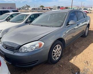 130: 2007 Chevrolet Impala
CURRENT SMOG Year: 2007
Make: Chevrolet
Model: Impala
Vehicle Type: Passenger Car
Mileage: 89504
Plate:
Body Type: 4 Door Sedan
Trim Level: Police
Drive Line: FWD
Engine Type: V6, 3.9L; MFI
Fuel Type: Gasoline
Horsepower:
Transmission:
VIN #: 2g1ws55r979389058