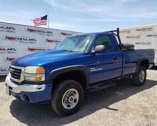 208: 2003 GMC Sierra Duramax Diesel
CURRENT SMOG
Year: 2003
Make: GMC
Model: Sierra
Vehicle Type: Pickup Truck
Mileage: 223,089
Plate: 8X95347
Body Type: 2 Door Cab; Regular
Trim Level: Base; SLE; SLT; Work Truck
Drive Line: 4WD
Engine Type: V8, 6.6L; Turbo
Fuel Type: Diesel
Horsepower:
Transmission:
VIN #: 1GTHK24153E250708
Doc Fee: $70
Smog: $60
DMV Registration Fee: $551