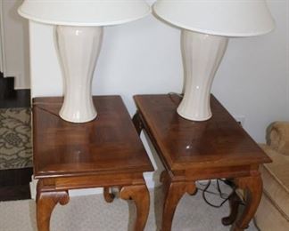 2 ACCENT TABLES, 2 MATCHING LAMPS