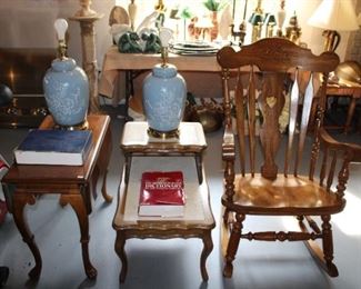 ACCENT TABLES, LAMPS, ROCKING CHAIR