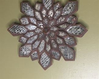 20" Thai wood sculpture with mirrored mosaic tiles