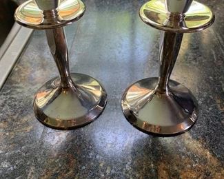 Silver plate candleholders