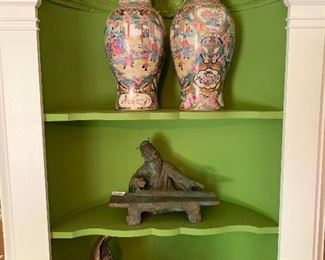 Pair 16" Rose Medallion Vases