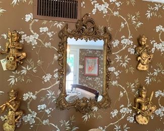 Mirror and Gilt Thai Figures