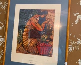 Artist Signed Print by Chuah Then Teng Maylay ( 1914g -2008) a Batik Artist