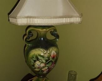 1 of 2 matching green table lamps