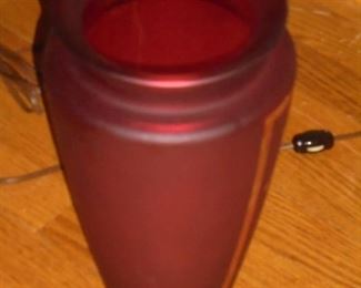 Red etched vase