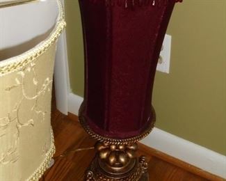 Tall table lamp w/red fabric shade