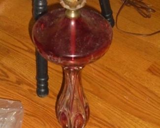 Red ruby glass tall lamp