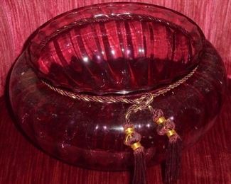 Ruby red glass bowl
