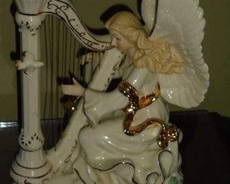 Music box angel w/harp
