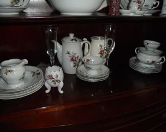 7 Sets of Dishes:  #4 - Mikasa fine china white w/flowers 'Laureate' Pattern 60 pcs