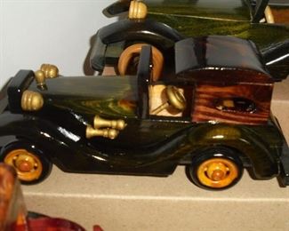 6 of 8 wood cars  (all are similar but are of different woods or different tops) 