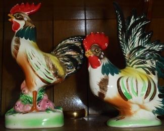 Pair ceramic chickens