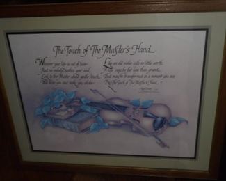 Framed & matted picture 'The Touch of the Master's Hand'