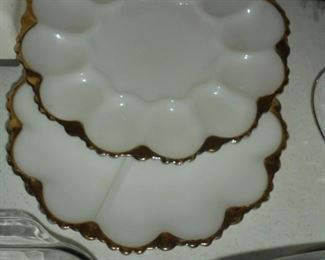 White w/gold trim egg and horderve platter