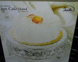 NIB never used silver plated Iron Cake Stand 