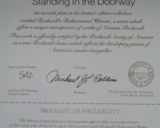 Knowle / Rockwell plate 'Standing in the Doorway' w/certificate of authenticity