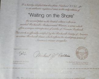 Knowle / Rockwell plate 'Waiting on the Shore' w/certificate of authenticity