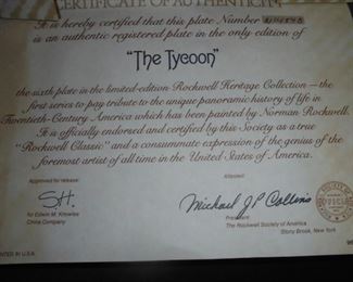 Knowle / Rockwell plate 'The Tyeoon' w/certificate of authenticity