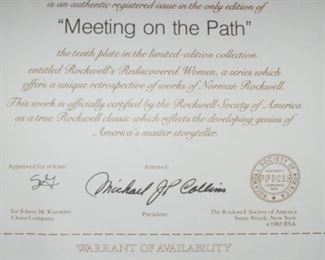 Knowle / Rockwell plate 'Meeting on the Path' w/certificate of authenticity