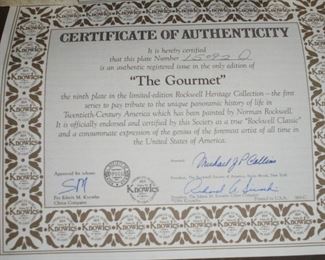Knowle / Rockwell plate 'The Gourmet' w/certificate of authenticity