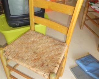 Ladder back chair w/woven seat