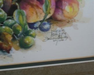 Matted & framed picture of fruit signed and numbered by Frankie Rutley 60/1000
