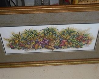 2 of 2 framed & matted pictures of flower arrangement