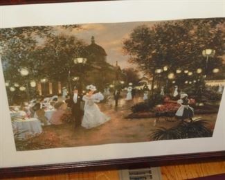 Framed & matted  picture of evening stroll 