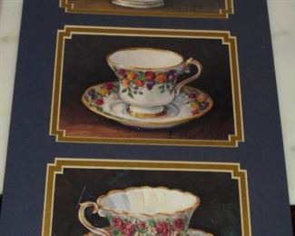 Matted unframed picture of 3 tea service pieces