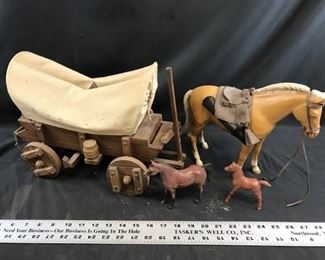 Vintage toy horses & wagon