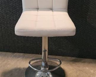 White Pleather Adjustable Barstool