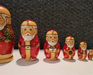Set of 6 Wooden Santa Russian Nesting Dolls