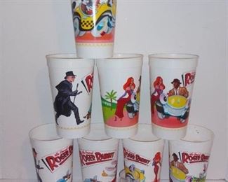 8 Roger Rabbit McDonalds Cups and 1 Shot Glass