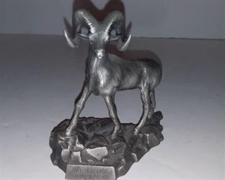 1978 Little Gallery Pewter Bighorn Sheep. Miriam Rieker