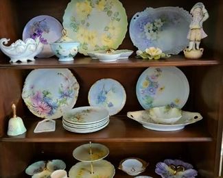 Hand painted porcelain, many were painted by the lady of the house.