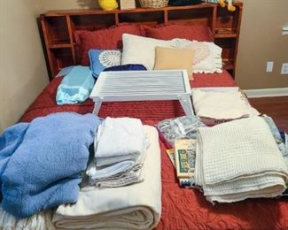 Vintage storage headboard and full mattress and springs