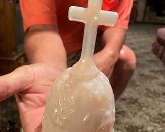 Fenton glass bell with cross
