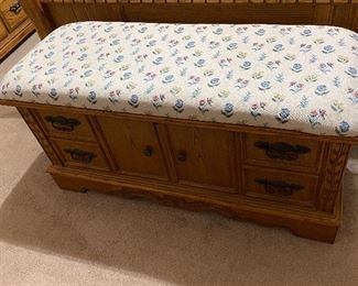 Oak chest with cushion