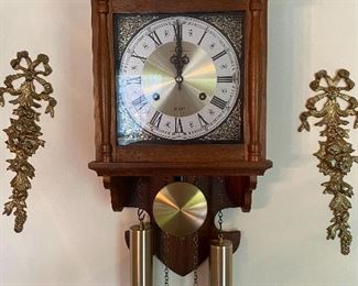 31 day Hamilton wall clock and brass decor