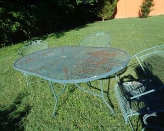 metal painted table and chairs
