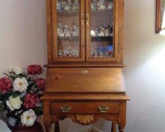 Beautiful carved glass front Secretary with drawer